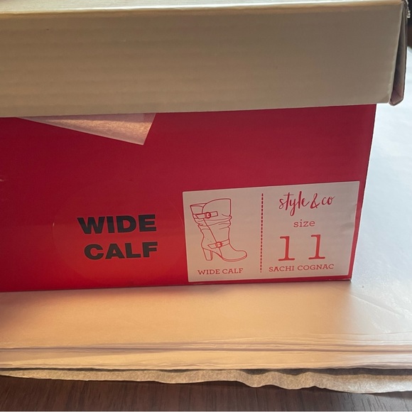 Style & Co Mid Calf Cognac Slouch Heeled boot Wide Calf NEW Size 11M - Picture 8 of 9